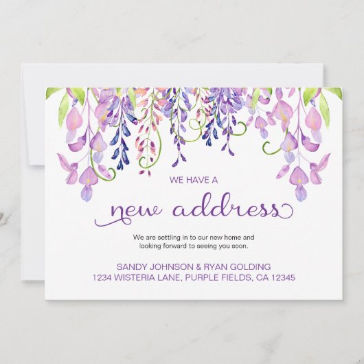 フローラ紫の藤の新しいアドレス移動 案内状 (正面)