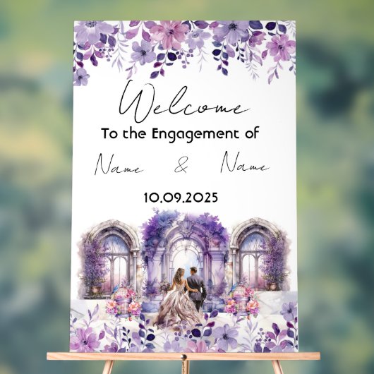 フローラ紫アクリル婚約標識 アクリルサイン (ニュートラル)
