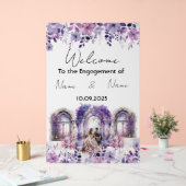 フローラ紫アクリル婚約標識 アクリルサイン (ウェディング)