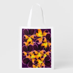 フローラ紫イエローパンジー花買い物袋 エコバッグ