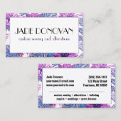 フローラ紫デイジーフェイク花織物 名刺 (正面/裏面)