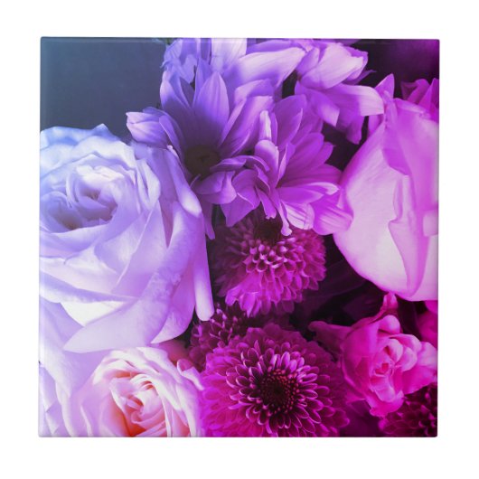 フローラ紫ピンクの花写真撮影はっきりした タイル (正面)