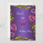 フローラ紫ピンクバタフライ30th誕生日パーティー2 招待状 (正面)