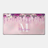 フローラ紫ピンク滴下グリッターモノグラム デスクマット (正面)