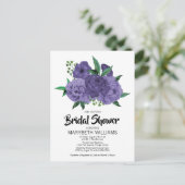 フローラ紫ブライダルシャワーカード インビテーションポストカード (スタンド正面)