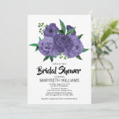 フローラ紫ブライダルシャワーカード 招待状 (スタンド正面)