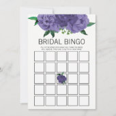 フローラ紫ブライダルシャワービンゴゲームカード 招待状 (正面)