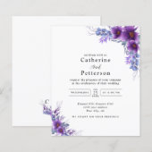 フローラ紫結婚式招待状 (正面/裏面)