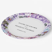 フローラ紫結婚水パーソナライズされた ペーパープレート (アングル)