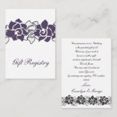 フローラ紫色のギフト登録カード エンクロージャーカード (正面/裏面)