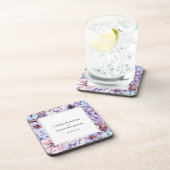 フローラ紫色のパーソナライズされた水結婚色 コースター (右側)