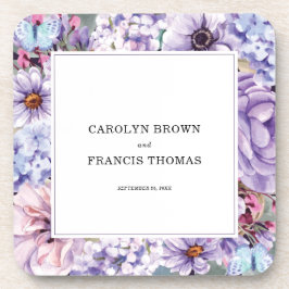 フローラ紫色のパーソナライズされた水結婚色 コースター