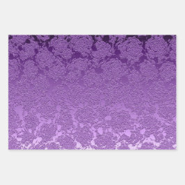 フローラ紫色のメイブカラープリント多肉模様 ラッピングペーパーシート