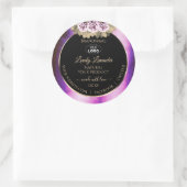 フローラ紫色の大理石の黒い製品ラベル追加ロゴ ラウンドシール (バッグ)