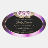 フローラ紫色の大理石フレームブラックプロダクトラベル 楕円形シール (正面)
