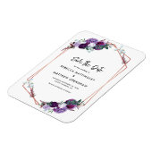 フローラ紫色の植物結婚式の日付を保存 マグネット (左側)