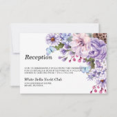 フローラ紫色の水彩結婚式レセプション 招待状 (正面)