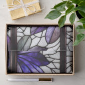 フローラ紫色の白ステンドグラスのデコパージュ 薄葉紙 (ギフト)