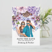 フローラ紫色の結婚水彩写真 セーブザデート (スタンド正面)