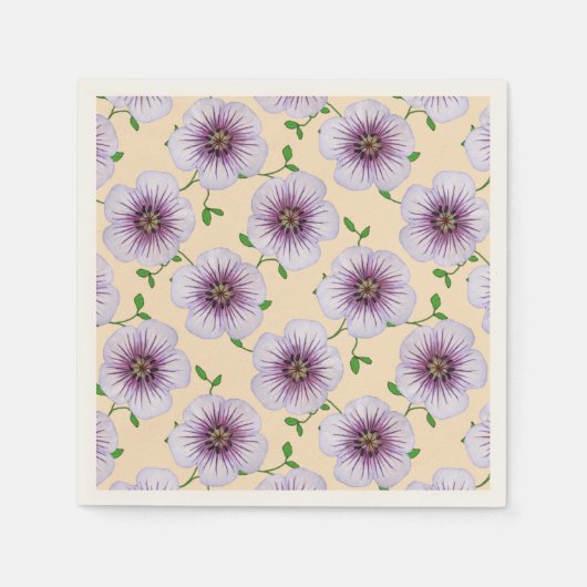 フローラ紫色の花が好きな色 スタンダードカクテルナプキン (正面)