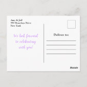 フローラ紫色の花と葉の赤ちゃんシャワー ポストカード (裏面)