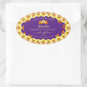 フローラ紫色の製品包装ラベルイエローローズ 楕円形シール (バッグ)