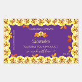 フローラ紫色の製品包装ラベルイエローローズ 長方形シール (正面)