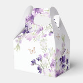 フローラ紫色の金ゴールド蝶の赤ちゃんシャワー好意ボックス フェイバーボックス (裏面サイド)