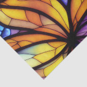 フローラ紫色の青い黄色のステンドグラスのデコパージュ 薄葉紙 (詳細)