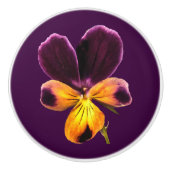 フローラ紫色の黄色い花のセラミックノブ セラミックノブ (正面)