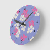 フローラ紫色パターンの壁時計 ラウンド壁時計 (傾斜)