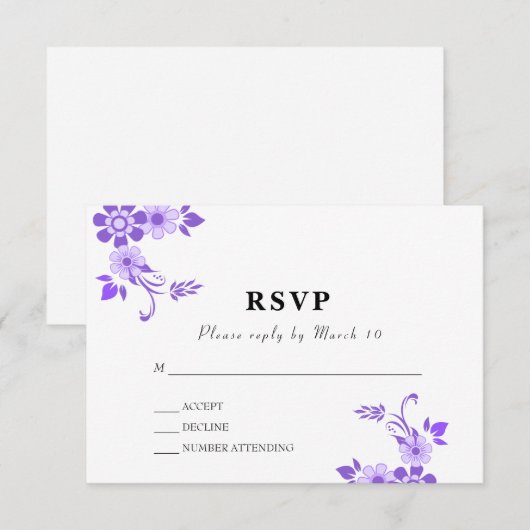 フローラ紫 出欠カード (正面/裏面)