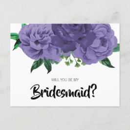 フローラ紫Be My Bridesmaidはがき インビテーションポストカード