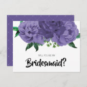 フローラ紫Be My Bridesmaidはがき インビテーションポストカード (正面/裏面)