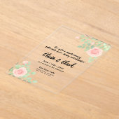 フローラ結婚とバラ アクリル招待状 (レイダウン)