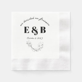 フローラ結婚のイニシャル及び日付 縁ありカクテルナプキン