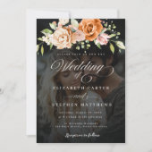 フローラ結婚のオレンジと赤面ピンク 招待状 (正面)