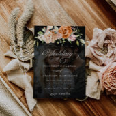 フローラ結婚のオレンジと赤面ピンク 招待状