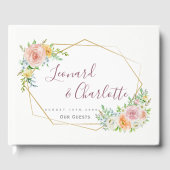 フローラ結婚のゲストブックのキープサク金ゴールドフレーム ゲストブック (正面)