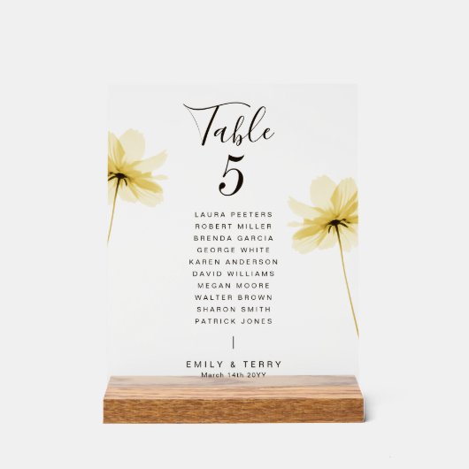 フローラ結婚のゲスト名テーブル番号すり付き アクリルサイン (正面)