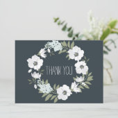 フローラ結婚のサンキューカード白リース花 サンキューカード (スタンド正面)
