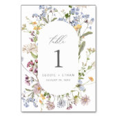 フローラ結婚のテーブル番号カードワイルドフラワーボホ テーブルナンバー (裏面)