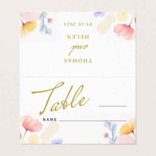 フローラ結婚のテーブル番号場所折り畳みカード (外部フラット)