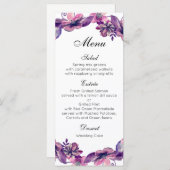 フローラ結婚のディナーメニュー紫フラワーメニューカード メニュー (正面/裏面)