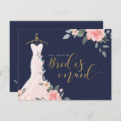 フローラ結婚のドレスが花嫁の付き添いになる インビテーションポストカード (正面/裏面)