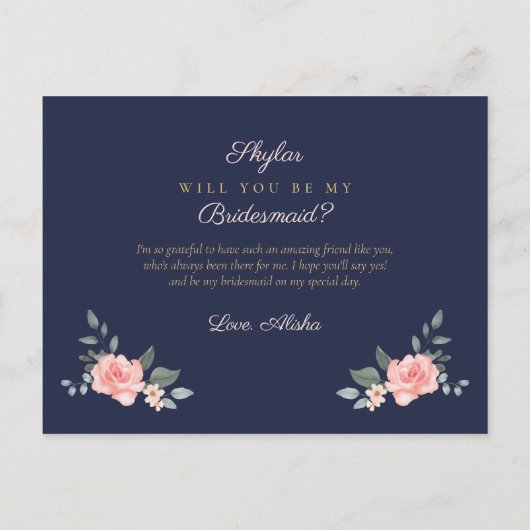 フローラ結婚のドレスが花嫁の付き添いになる インビテーションポストカード (裏面)