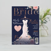 フローラ結婚のドレスブライダルシャワー雑誌表紙 箔招待状 (立ち正面)