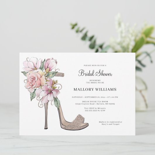 フローラ結婚のヒール・ブライダル・シャワーへの招待 招待状 (スタンド正面)
