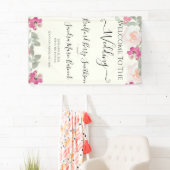 フローラ結婚のピンクのフローラ結婚の歓迎 横断幕 (インサイチュ)