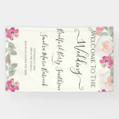 フローラ結婚のピンクのフローラ結婚の歓迎 横断幕 (横)